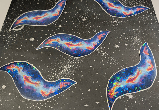 Celestial River-Holographic Waterproof Vinyl Sticker Hand Painted Design