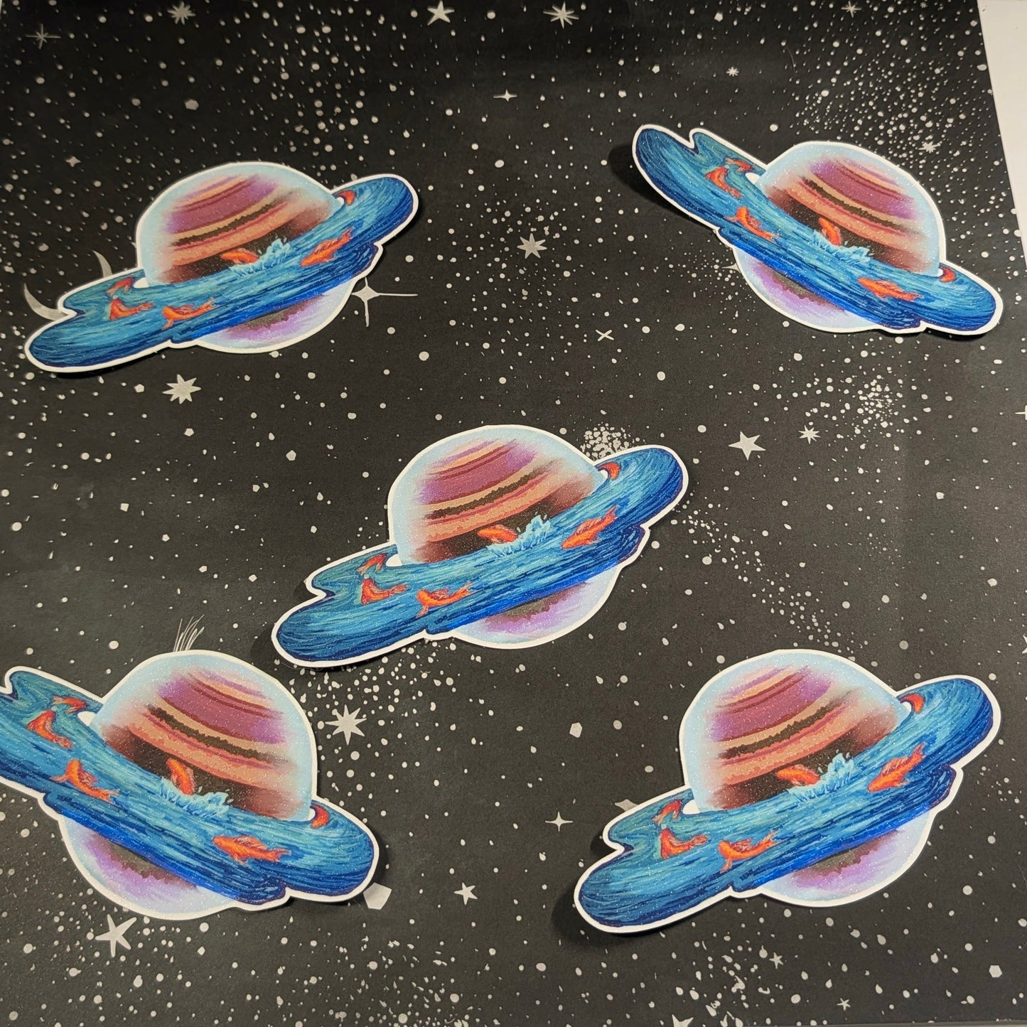 Drops of Jupiter-Shimmer Waterproof Vinyl Sticker Hand Painted Design