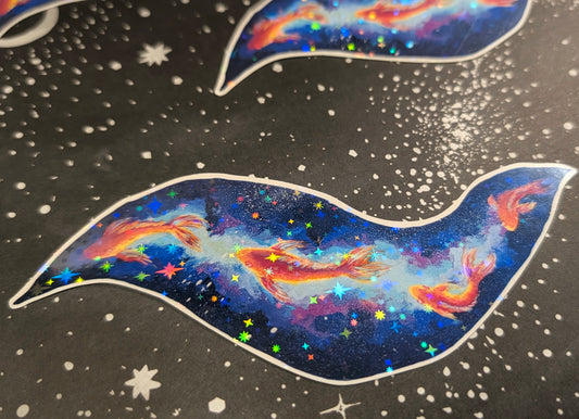 Celestial River-Holographic Waterproof Vinyl Sticker Hand Painted Design
